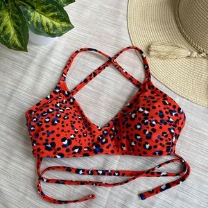Xhilaration red leopard print bikini top